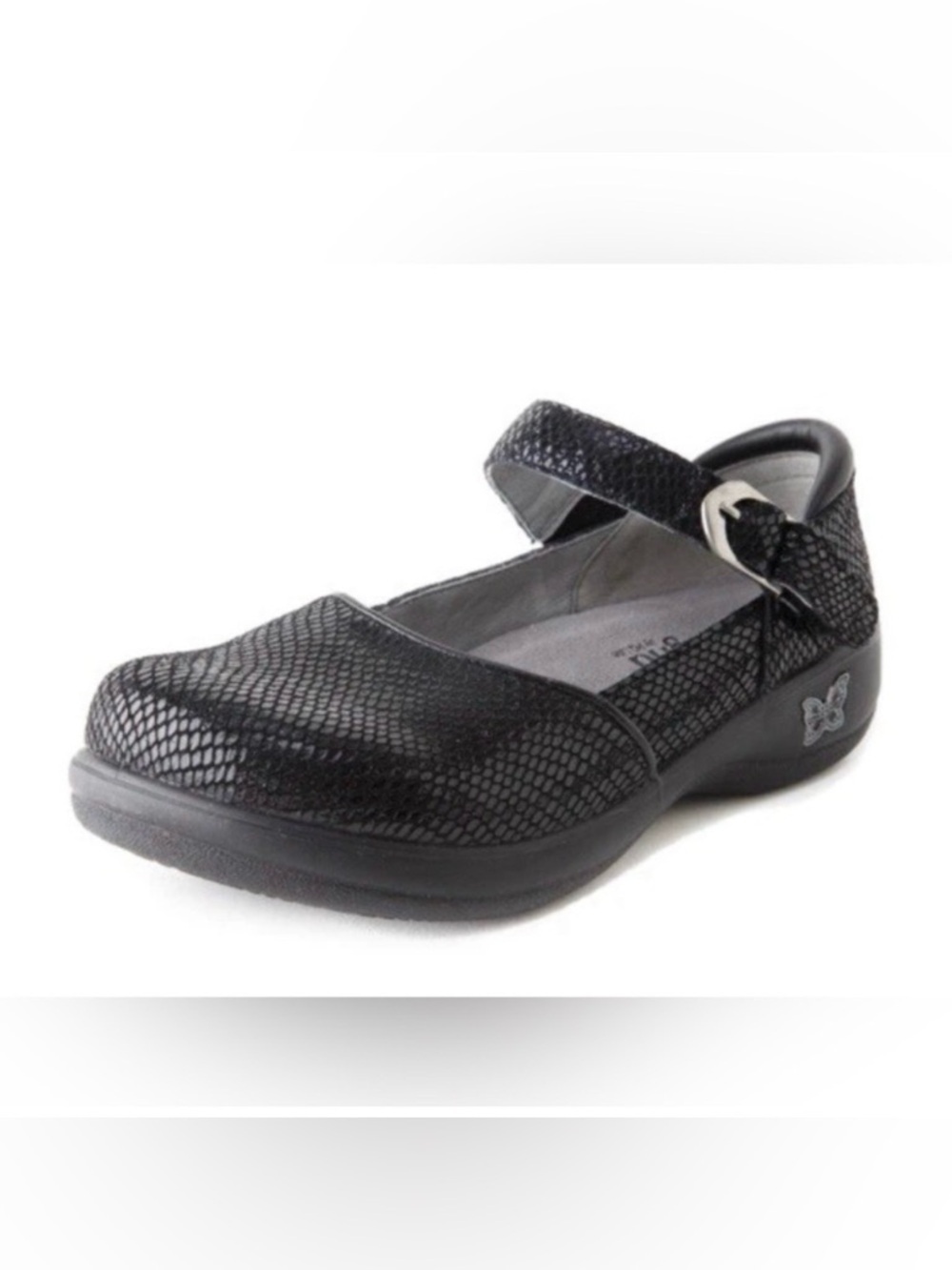 Alegria Women’s Kyra Mary Jane Reptile Leather Casual Walking Shoe Black Size 37